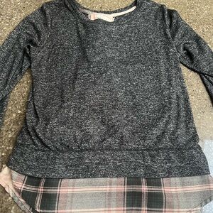 Maurices Tie Back Top with Pink Plaid Detail Size M Layered Look Lace Up Career